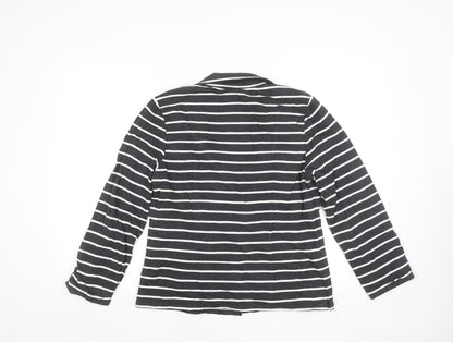 Laura Ashley Women’s Black White Striped Cotton Blazer UK 14