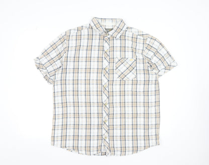 Regatta Men's Beige Check Short Sleeve Button-Up Cotton Shirt XL