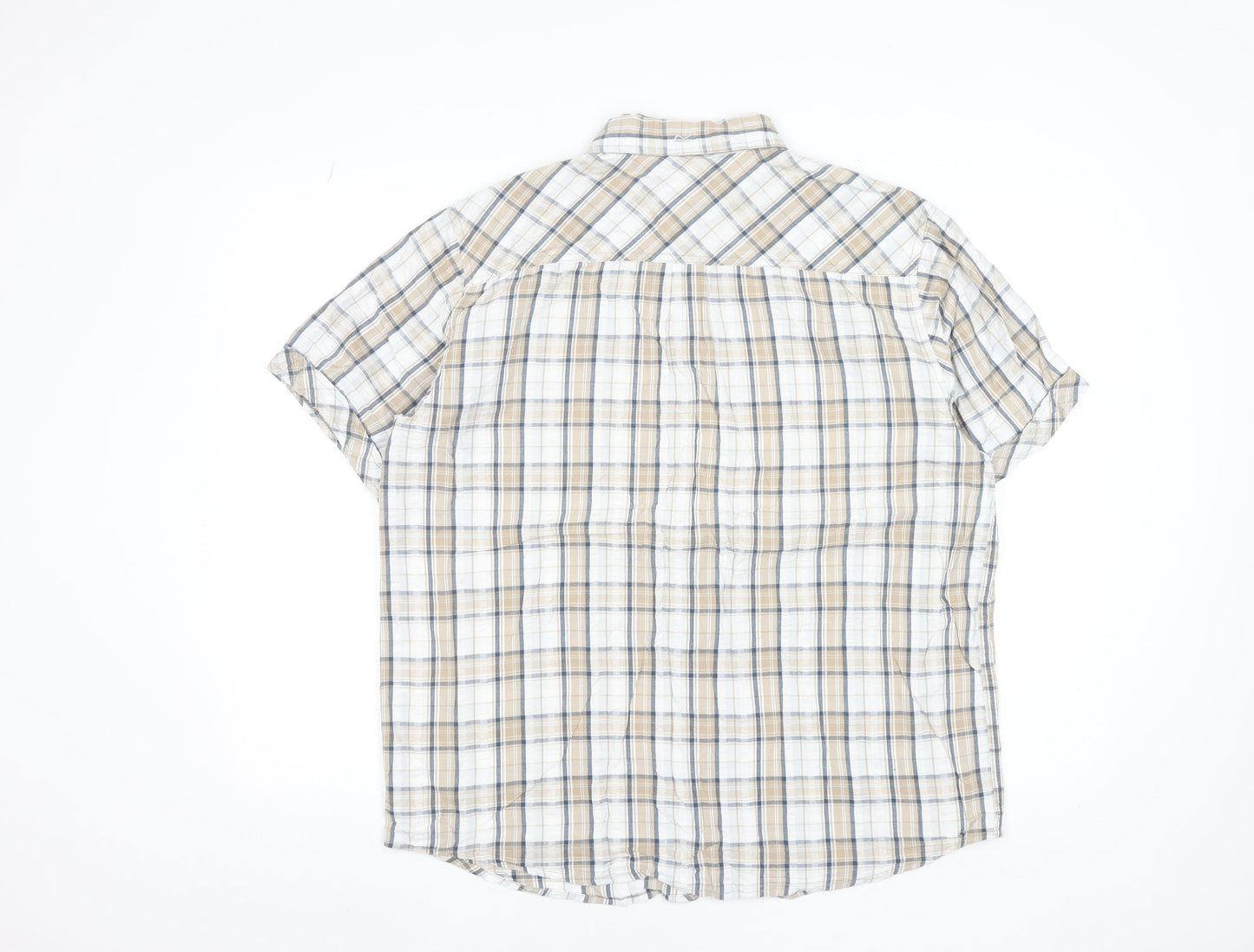 Regatta Men's Beige Check Short Sleeve Button-Up Cotton Shirt XL
