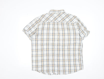 Regatta Men's Beige Check Short Sleeve Button-Up Cotton Shirt XL