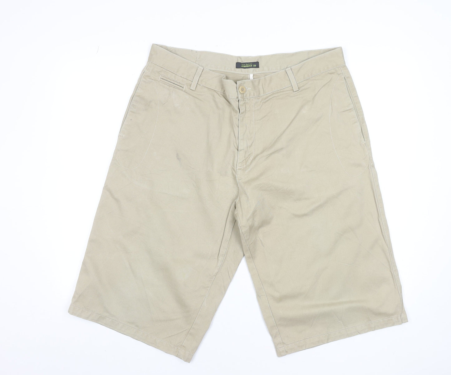 Ted Baker Men Beige Chino Shorts Size L 40in Cotton Casual Summer