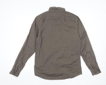 AllSaints Men's Brown Slim Fit Long Sleeve Button-Up Shirt Size S