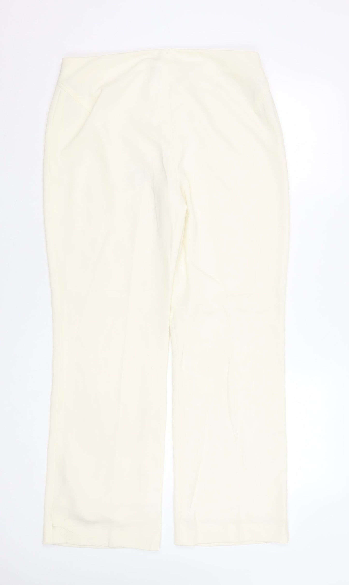 Womens UK Size 14 Blue Leaf Regular Fit Dress Pants Ivory Trousers
