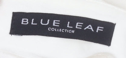 Womens UK Size 14 Blue Leaf Regular Fit Dress Pants Ivory Trousers