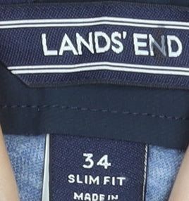 Mens UK Size 34 Lands' End Slim Fit Chino Blue Trousers