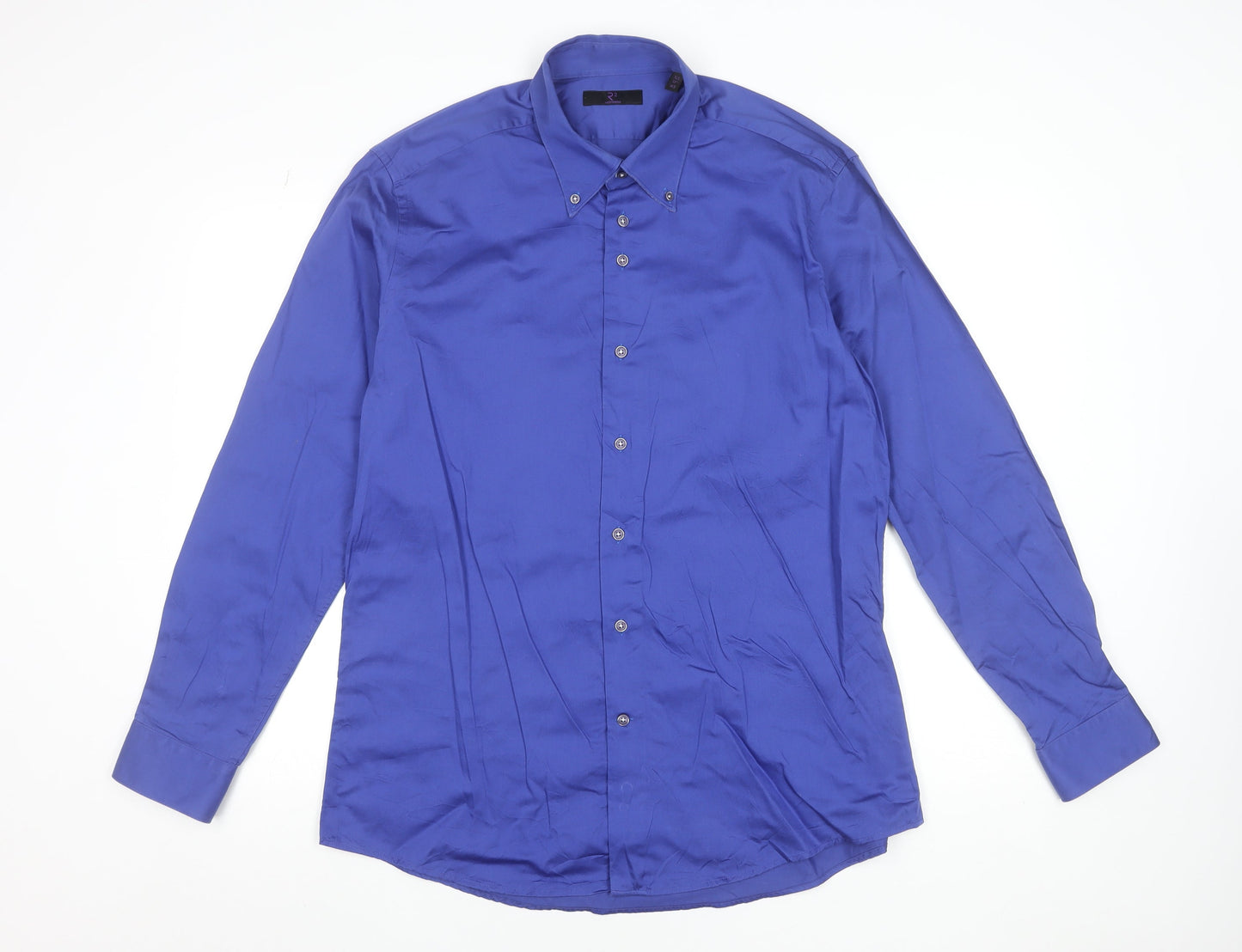 R2 Westbrook Men's Blue XL Button-Down Cotton Formal Dress Shirt