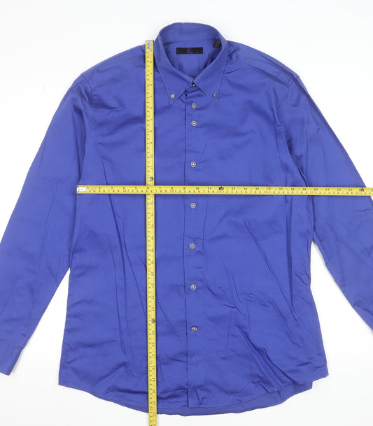 R2 Westbrook Men's Blue XL Button-Down Cotton Formal Dress Shirt