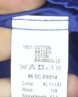 R2 Westbrook Men's Blue XL Button-Down Cotton Formal Dress Shirt