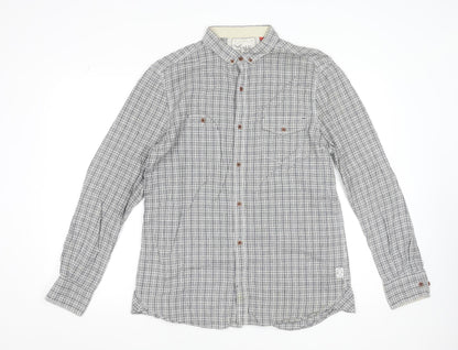 French Connection Men's Grey Check Button-Up Long Sleeve Shirt Size L