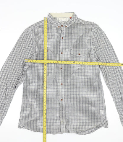French Connection Men's Grey Check Button-Up Long Sleeve Shirt Size L