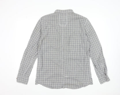 French Connection Men's Grey Check Button-Up Long Sleeve Shirt Size L