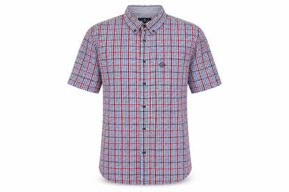 Marks and Spencer Men's Multicoloured Check Short Sleeve Cotton Button-Up Shirt M 38-40"