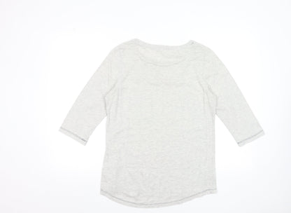 Fat Face Women's Grey 3/4 Sleeve Crew Neck Cotton T-Shirt UK 12