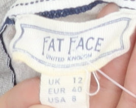 Fat Face Women's Grey 3/4 Sleeve Crew Neck Cotton T-Shirt UK 12