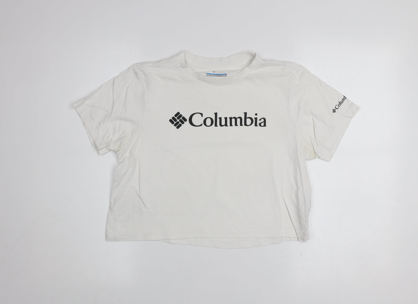 Columbia Women White Basic Logo Short Sleeve Cotton T-Shirt S