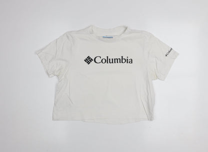Columbia Women White Basic Logo Short Sleeve Cotton T-Shirt S