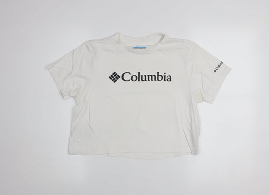 Columbia Women White Basic Logo Short Sleeve Cotton T-Shirt S