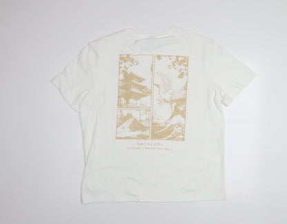 Manfinity Men's White XL Japanese Graphic Print Polyester T-Shirt