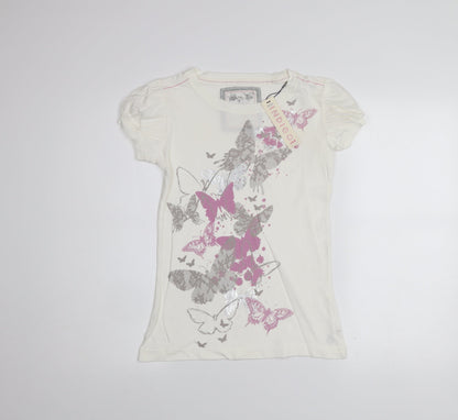 Teens UK Size 8 Marks and Spencer Ivory Basic T-Shirt