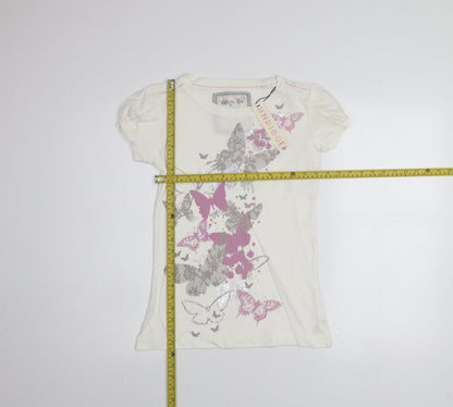 Teens UK Size 8 Marks and Spencer Ivory Basic T-Shirt