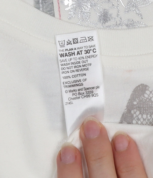 Teens UK Size 8 Marks and Spencer Ivory Basic T-Shirt
