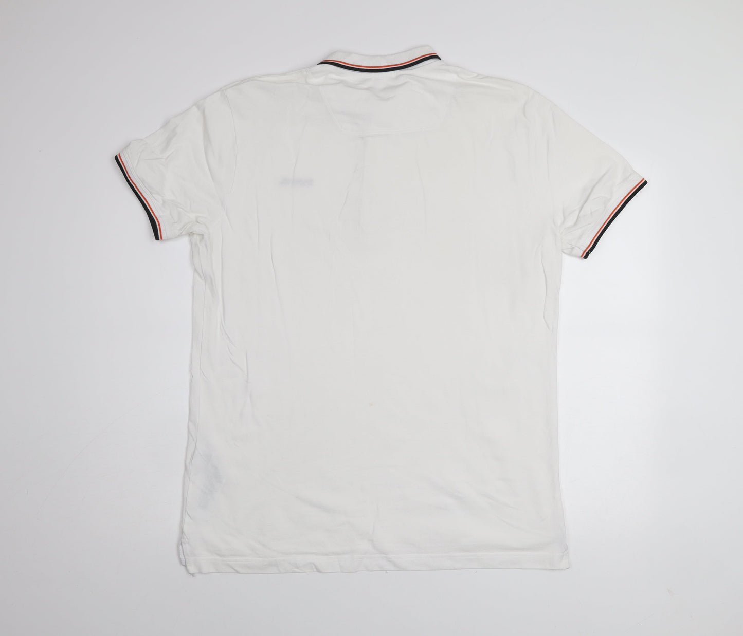 Diesel Men's White XL Polo Shirt 100% Cotton Classic Collar Casual Top