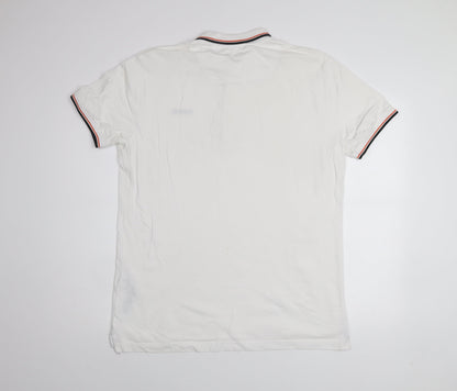 Diesel Men's White XL Polo Shirt 100% Cotton Classic Collar Casual Top