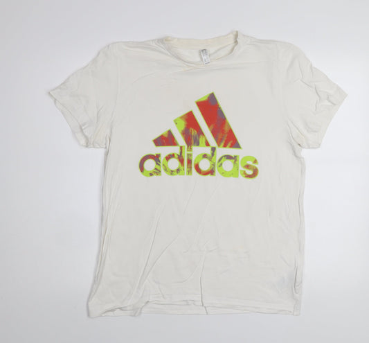 Adidas Men's Cream Logo Graphic Cotton T-Shirt M
