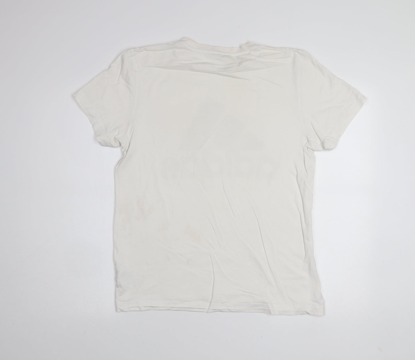 Adidas Men's Cream Logo Graphic Cotton T-Shirt M