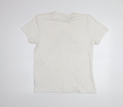 Adidas Men's Cream Logo Graphic Cotton T-Shirt M