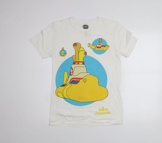 The Beatles Men's White Yellow Submarine Graphic Cotton T-Shirt Size S