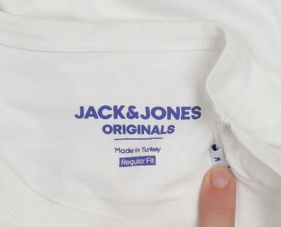 Jack & Jones Men's White Regular Fit Mountain Graphic T-Shirt M