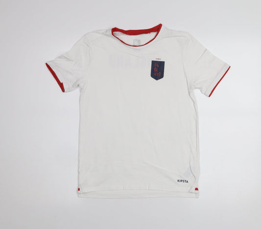 Boys UK Size 10-11 Years Kipsta White Basic T-Shirt