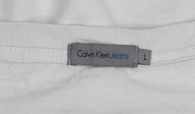 Mens UK Size L Calvin Klein Jeans White  T-Shirt