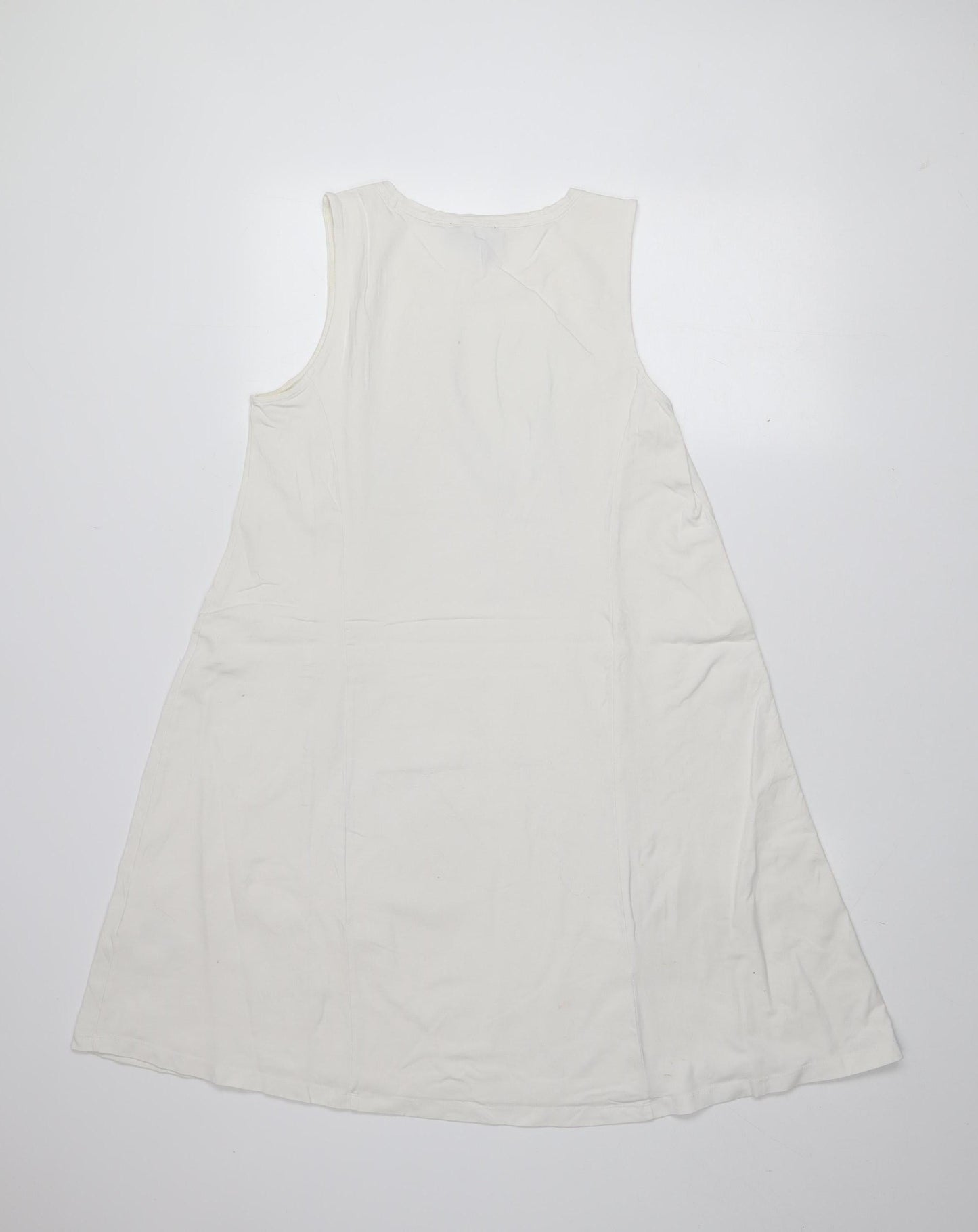 DKNY Women's White XS Sleeveless Tank Dress Casual Cotton Blend