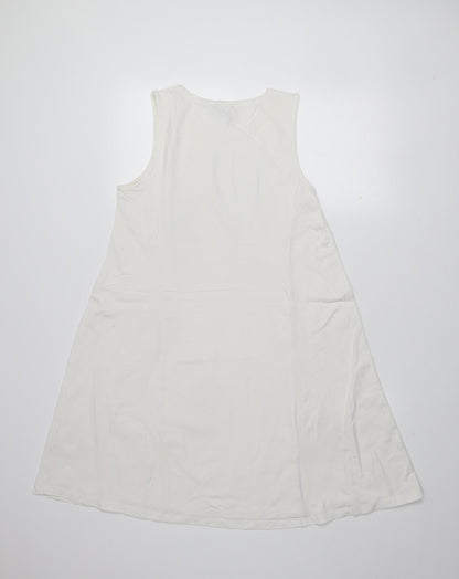 DKNY Women's White XS Sleeveless Tank Dress Casual Cotton Blend