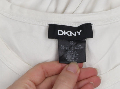 DKNY Women's White XS Sleeveless Tank Dress Casual Cotton Blend