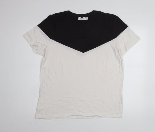 Topman Men's Black & White Colourblock T-Shirt XL Cotton Crew Neck