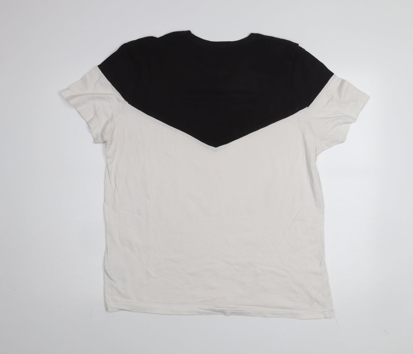 Topman Men's Black & White Colourblock T-Shirt XL Cotton Crew Neck
