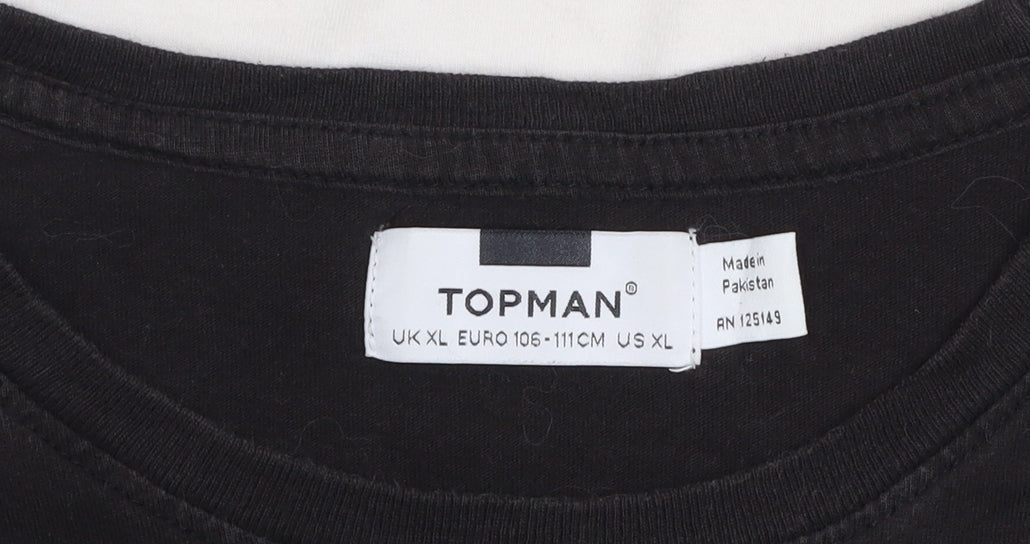 Topman Men's Black & White Colourblock T-Shirt XL Cotton Crew Neck