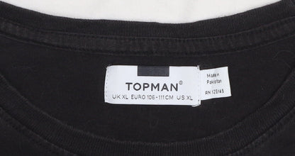 Topman Men's Black & White Colourblock T-Shirt XL Cotton Crew Neck