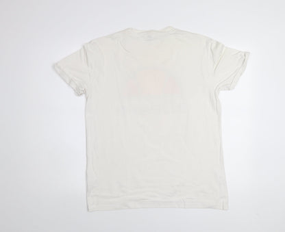 Ellesse Women's White Logo T-Shirt UK 6 Short Sleeve Cotton Top