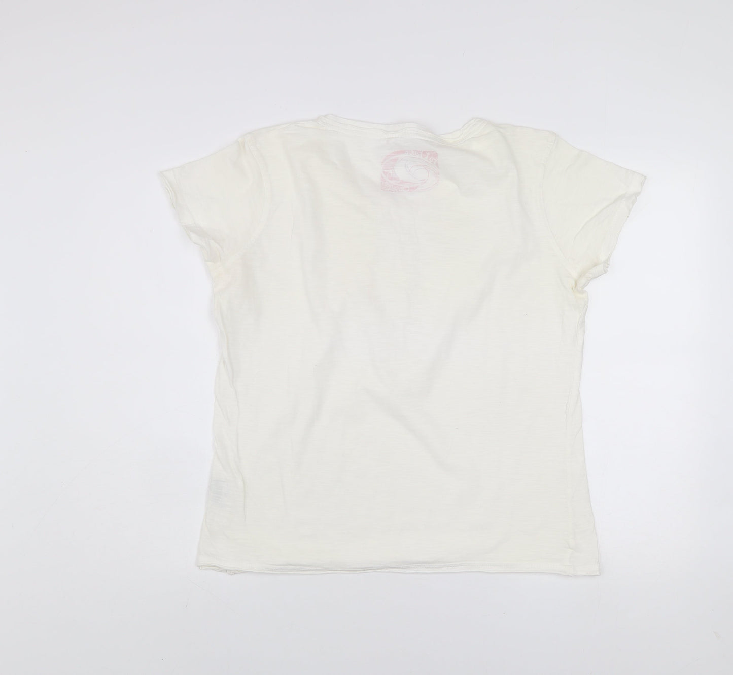 Fat Face Women's Ivory Size 18 Cotton Short Sleeve Button T-Shirt