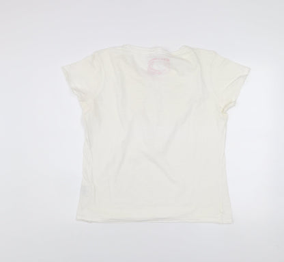 Fat Face Women's Ivory Size 18 Cotton Short Sleeve Button T-Shirt