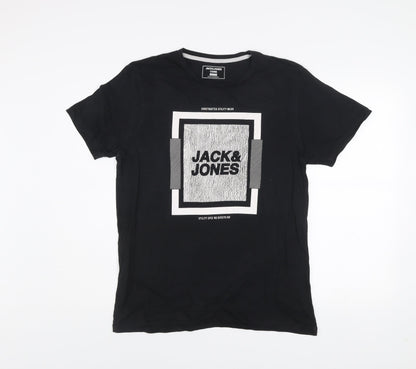 Jack & Jones Men’s Black Slim Fit Graphic T-Shirt Size M
