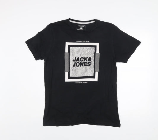 Jack & Jones Men’s Black Slim Fit Graphic T-Shirt Size M