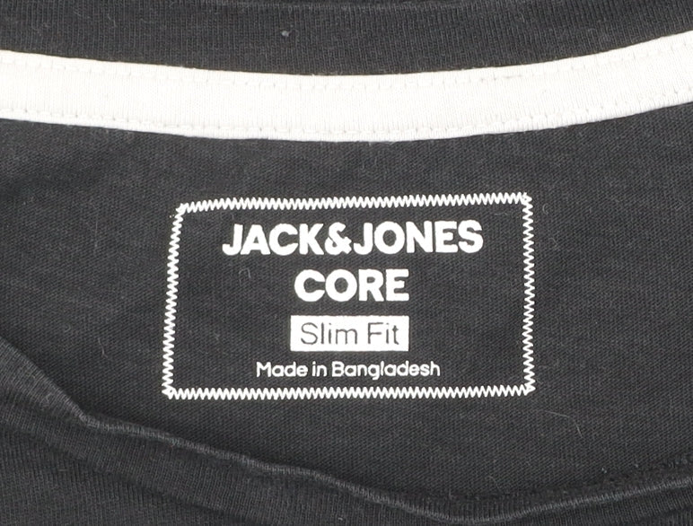 Jack & Jones Men’s Black Slim Fit Graphic T-Shirt Size M
