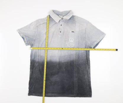 Diesel Men's Grey 3XL Acid Wash Short Sleeve Polo Shirt