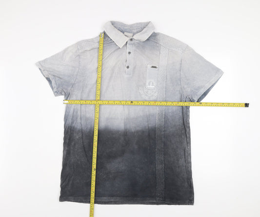 Diesel Men's Grey 3XL Acid Wash Short Sleeve Polo Shirt