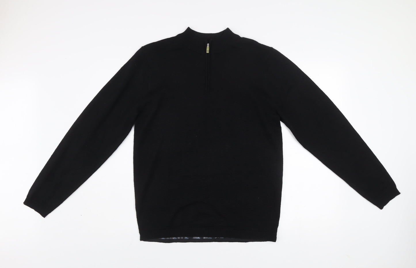 Crane Men’s Black Medium Half Zip High Neck Knit Jumper